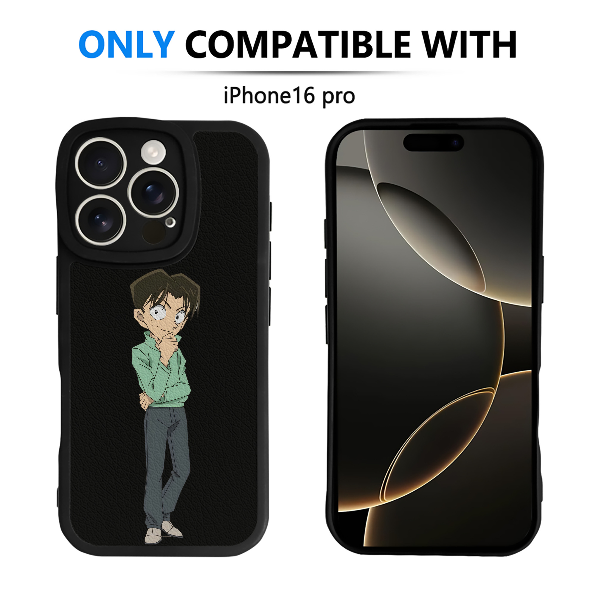 （画像用） 名探偵コナン 円谷 光彦 つぶらや みつひこ Detective Conan Mitch Tennyson 【iPhone 16シリーズ対応】シリコンスマホケース（レザー調） 材質：シリコン